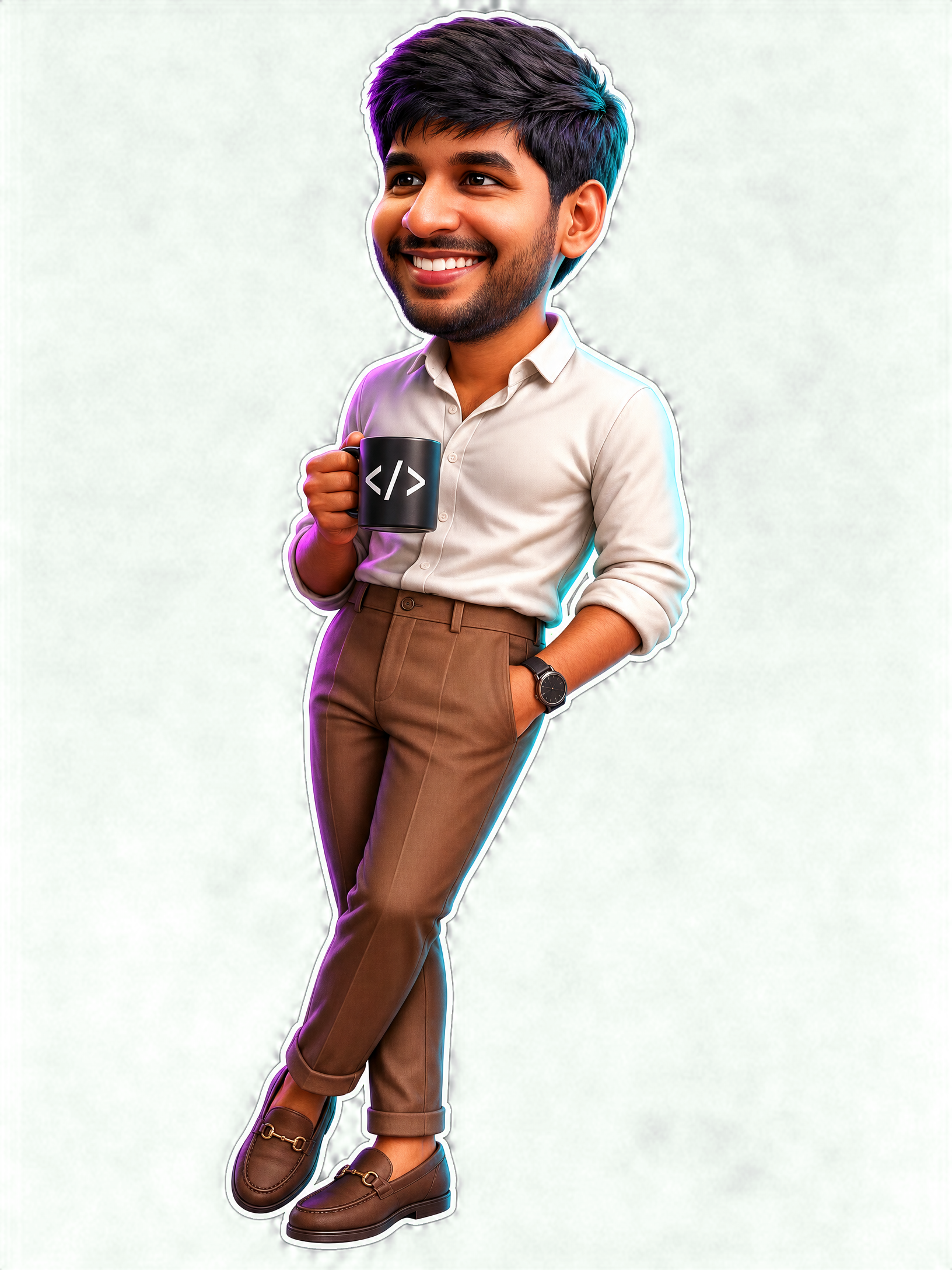 Praneeth Koppolu holding a coffee mug
