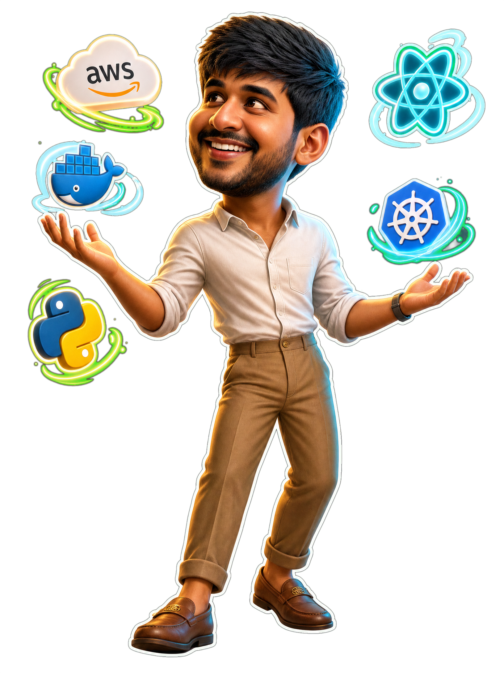 Praneeth juggling tech tool icons